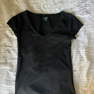 Wild Fable Black Fitted Cap Sleeve Tee